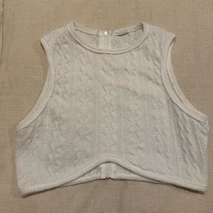 white knitted crop top